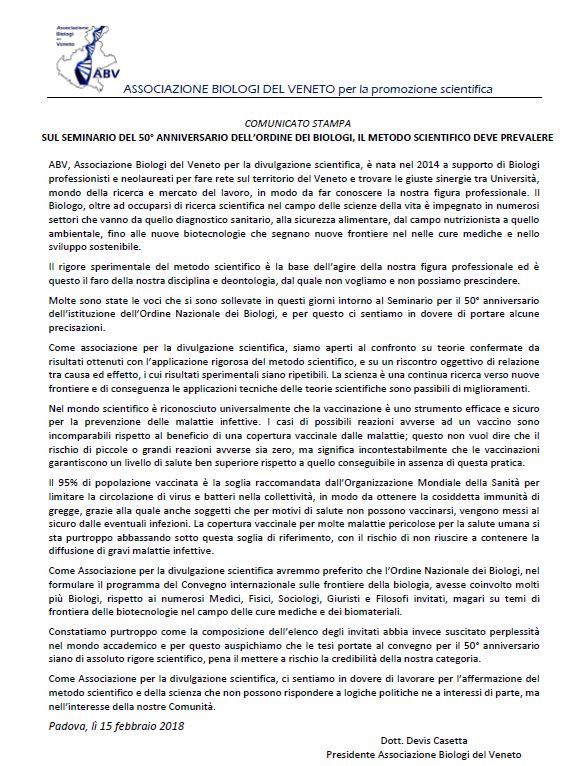 Comunicato stampa 2018